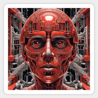 techno red robot in the future Sticker